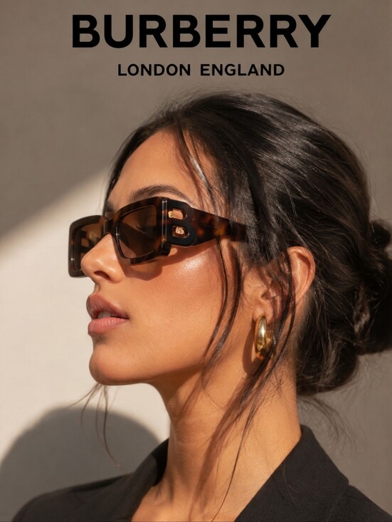 Burberry Accessories - Burberry LARGE B LOGO Oversized Tortoise Shell Sunglasses- Full Inclusion